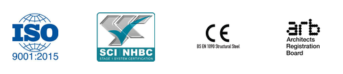 ISO 9001:2015, SCI/NHBC, CE BS EN 1090, Architects Registration Board