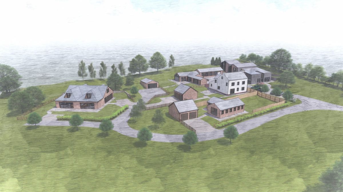 Watercolour masterplan of a rural scheme